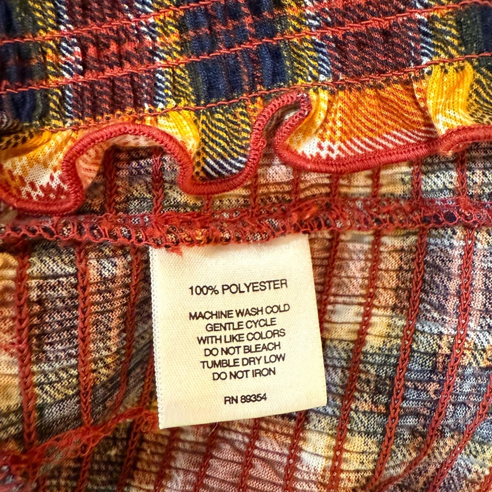 Wishful Park Multicolor Plaid Top Blouse Size Medium - Picture 6 of 7
